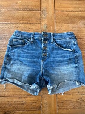 Universal Thread Blue Distressed Button-Front Jean Shorts